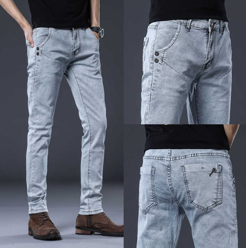 Mens Classic Plain Slim Fit Trousers Casual Jogger Pants Tight in Stretch Jeans