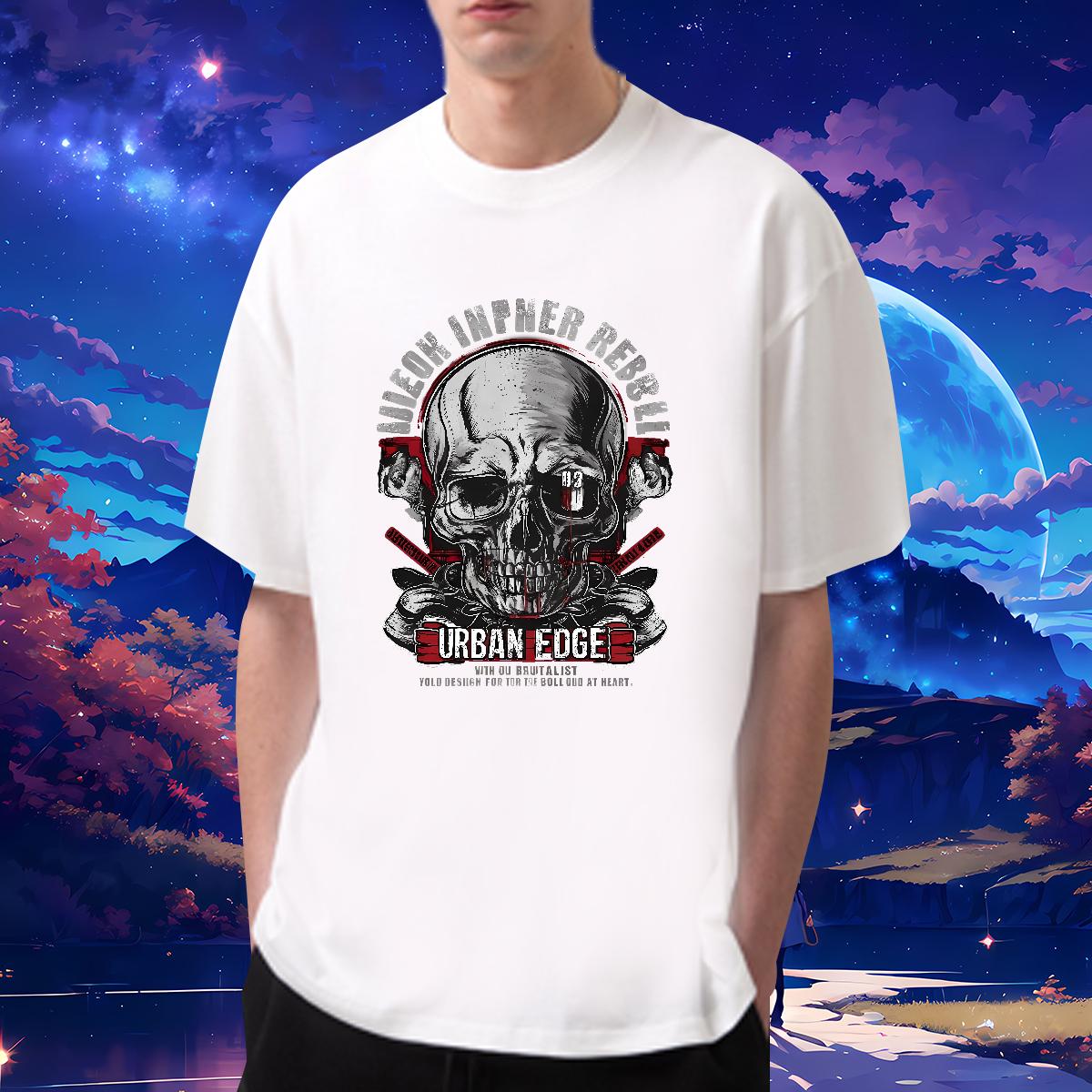 DIY Customized T shirt Skeleton 100% Cotton 230g Oversized Sport Mens Tshirts Breathable Crew Neck Popular