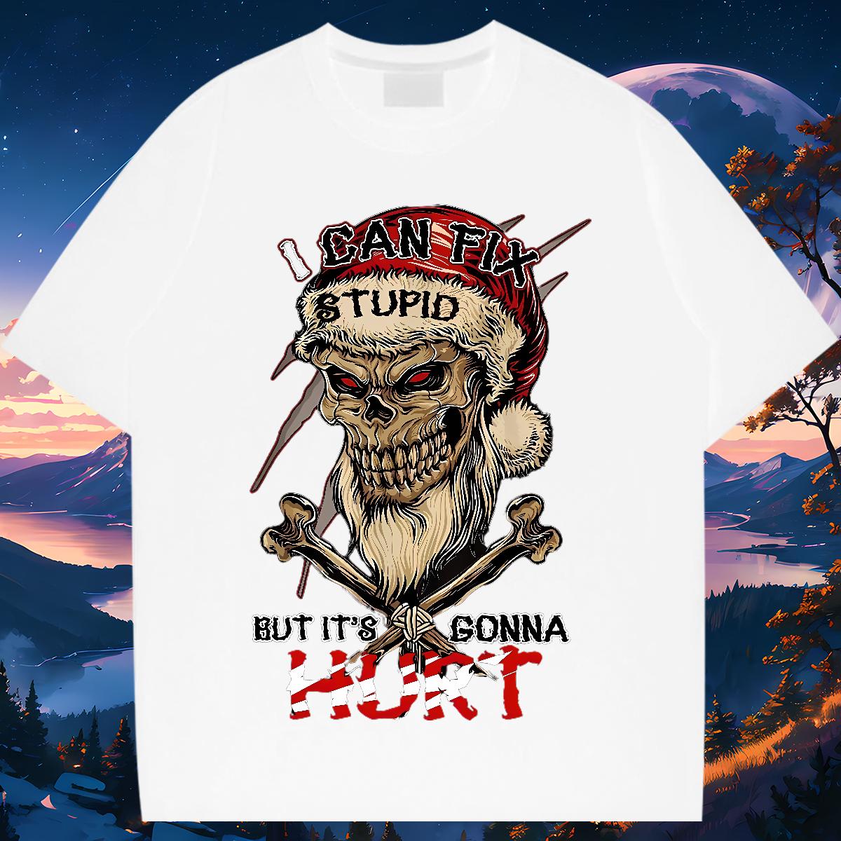 Custom Men T Shirts Skeleton 100% Cotton 230g DIY Printed Street Couples T Shirts Breathable Crew Neck Cotton Cool Design