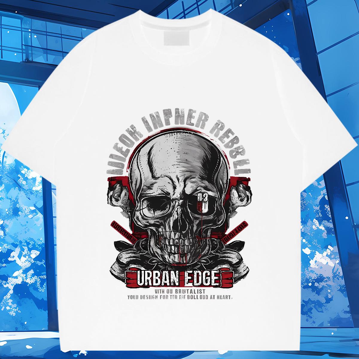 Wholesale Men Tshirts Skeleton 100% Cotton 230g Short Sleeve Cotton O-Neck Summer Casual T-Shirts for Men Oversized 3XL 4XL 2024 Polos