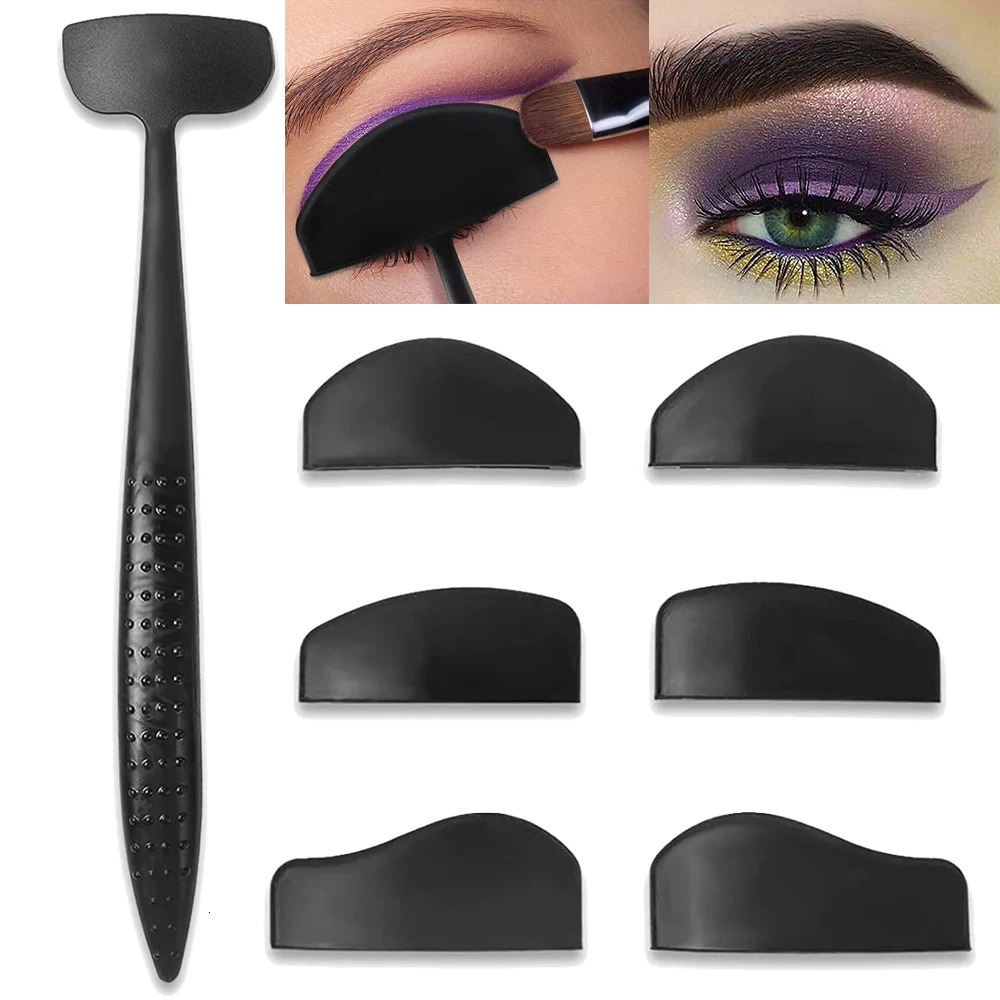 6-in-1 face cream line kit template eyeliner template used to decorate womens eye shadow cut face cream silicone eye makeup template black 240715