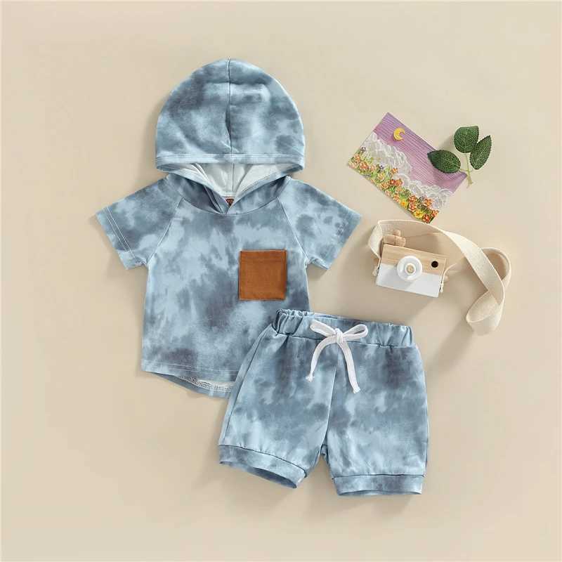 Clothing Sets Boys Clothing Sets 2023 Summer Baby Boys Clothes Children Cotton Tie-dye print Short Sleeve Kids Top Shorts Suits