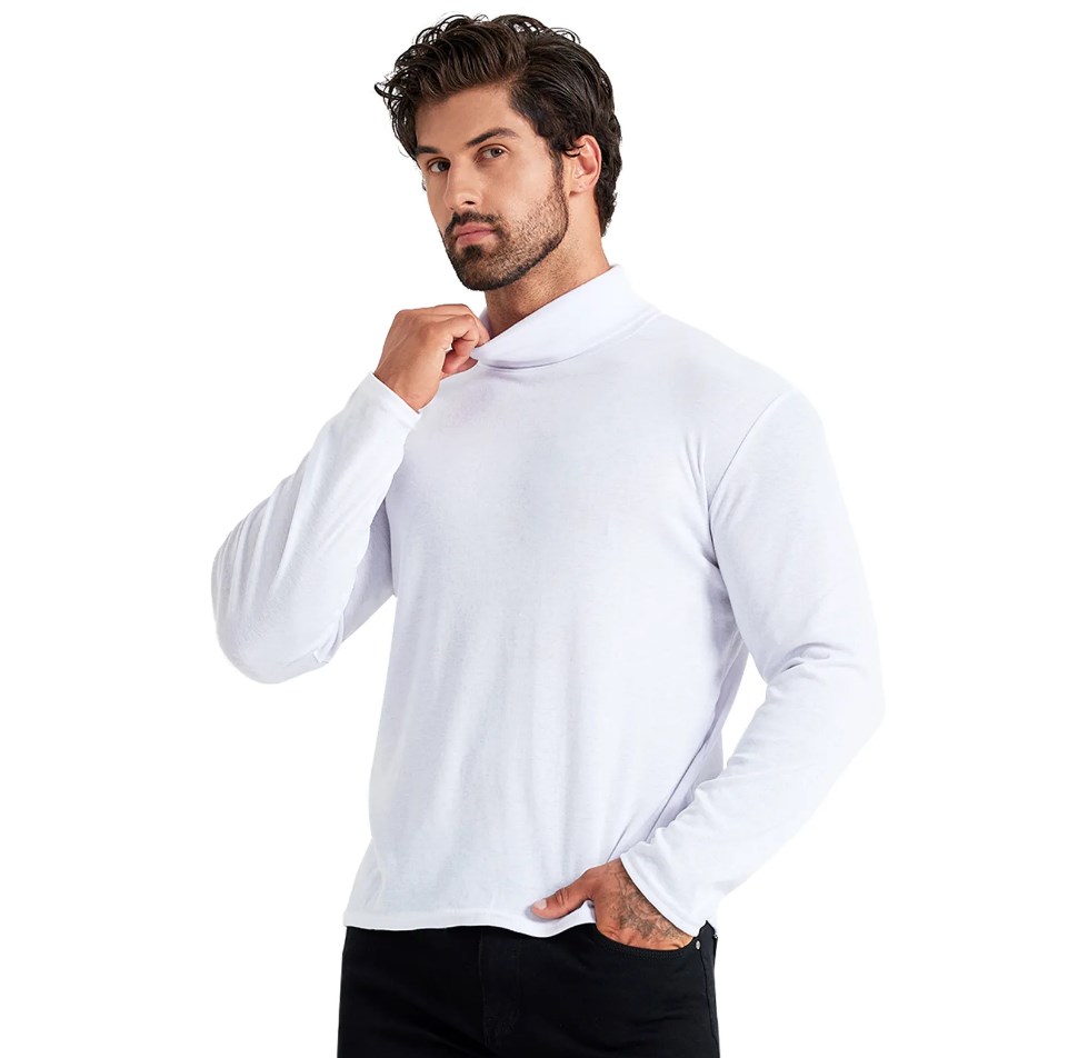 CNLONGBIDA Men's Sweaters Cotton Spandex Material LARGE Elastic Turtleneck Pullover Sweaters, Slim Fit Long Sleeve Knitted Casual Sweatshirts for
