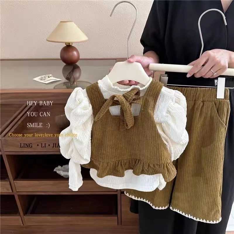 Clothing Sets Children Sets Child Outfit Girl Set Clothes Autumn Girl ClothesVest+T-shirt+Pant 3PCS 2024 New Kids Clothing