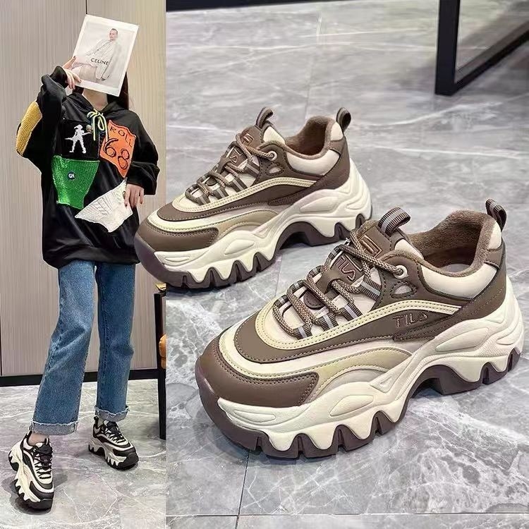 Dad's Instagram Trend, 2023 Spring New Versatile Retro Sports Shoes, Thick Sole, Increased Height, Breathable Women's Shoes