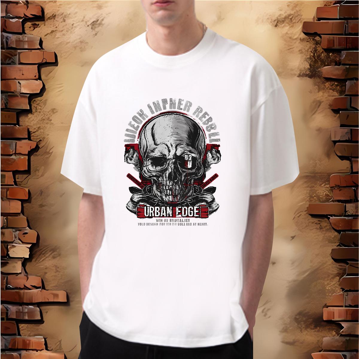 Comfortable Men T Shirts Skeleton 230g 100% Cotton Daily Wear Cotton Breathable Soft Mens Tshirts 2024 DIY Oversized 4XL Tops