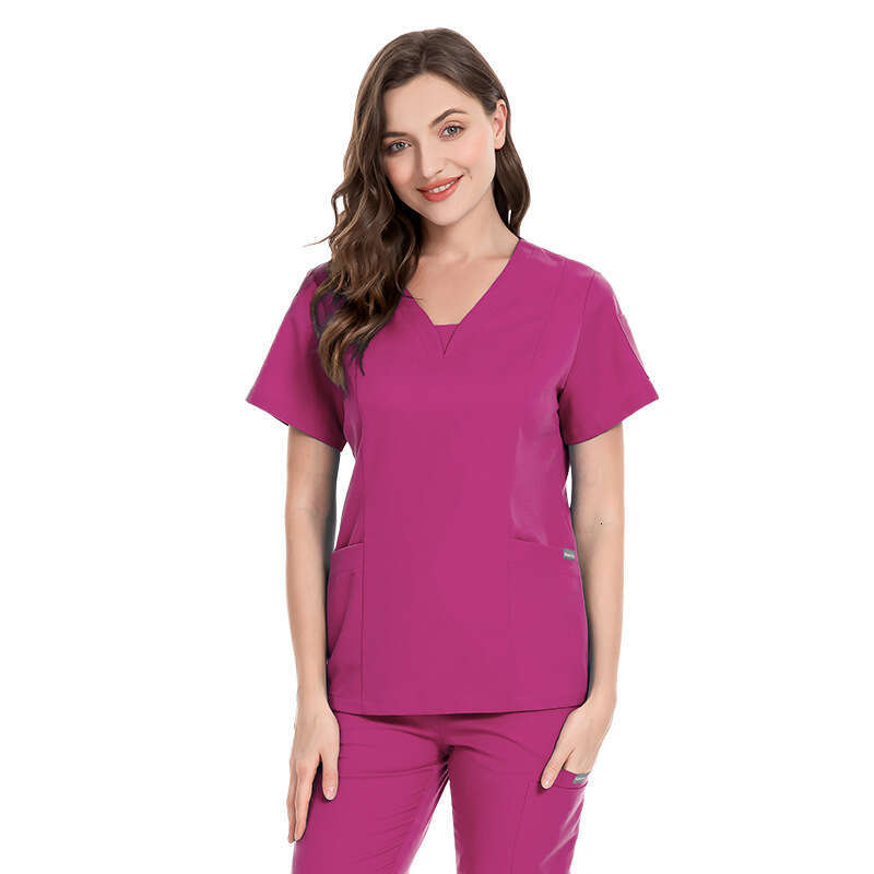 Scrubs for Women Uniform Two Piece Set Women Scrubs Zip Up New Product Gentle Wind Washable New Pattern Popular Loose Short Linen Bifurcated Temperame