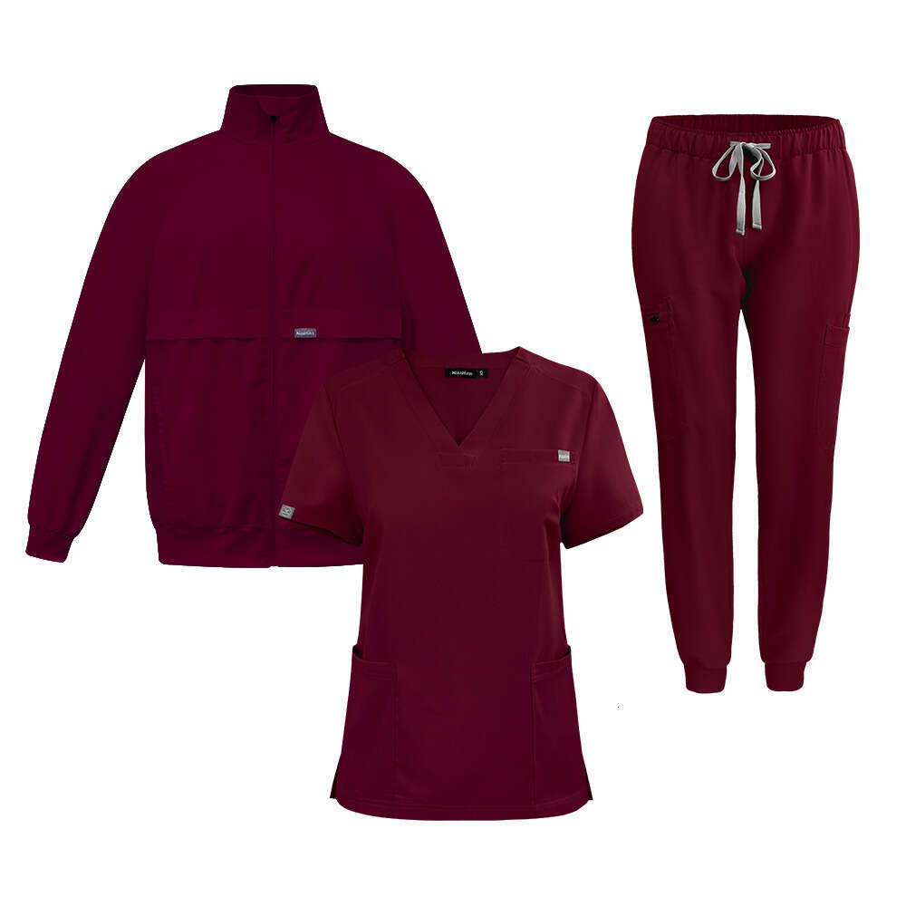 Niaa Hinn Scrub Set Zip Up New Product Washable Show Thinness High Elasticity Gentle Wind French Leisure Time Solid Versatile Temperament Short Linen 