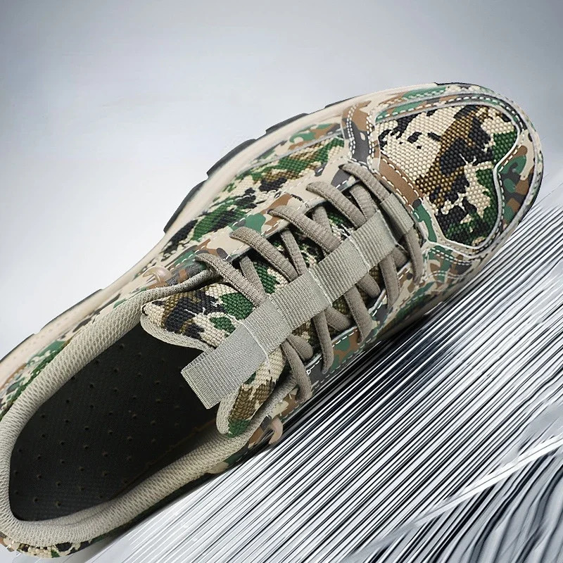 Tactical mens sports shoes mesh hunting shoes mens wear-resistant and breathable sports shoes camouflage anti slip shoes 240715