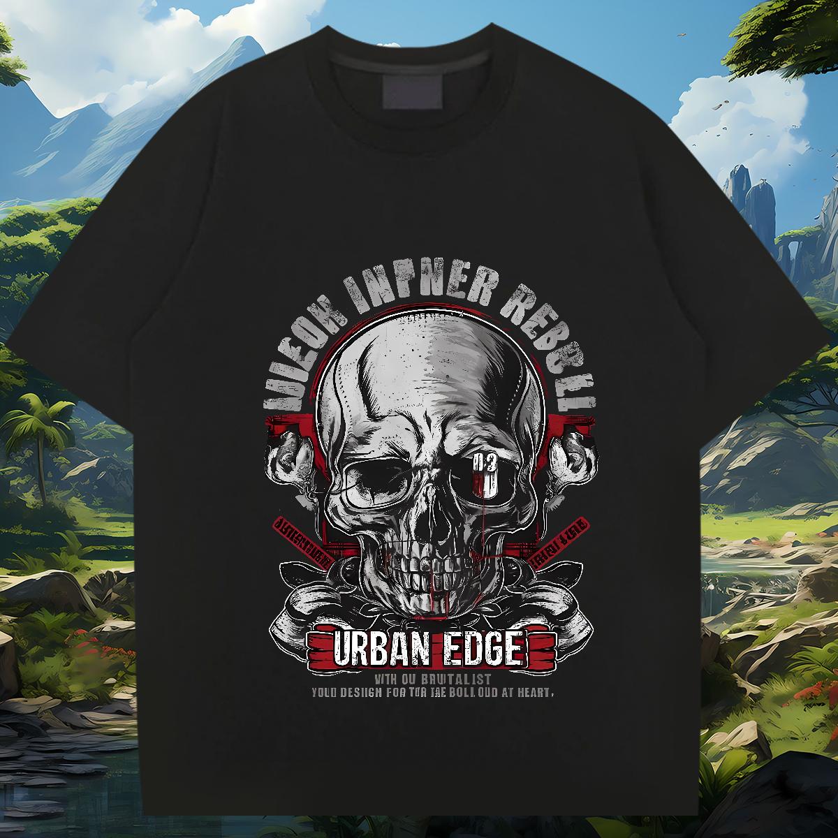 Fashion Casual Men T Shirts Skeleton 100% Cotton 230g Black White Tshirt for Man Woman Daily Outfit Breathable Short Sleeve 5A Polos