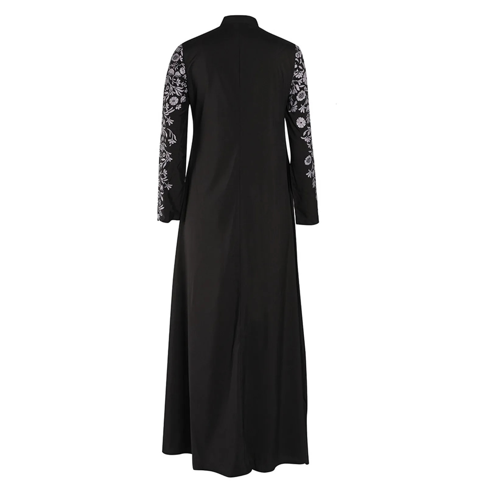 Dubai Abayas Black Elegant Dress Print Flower Islamic Prayer Clothes For Girls Ramadan Robe Long Kimono Fashion Arabic Wear 240715