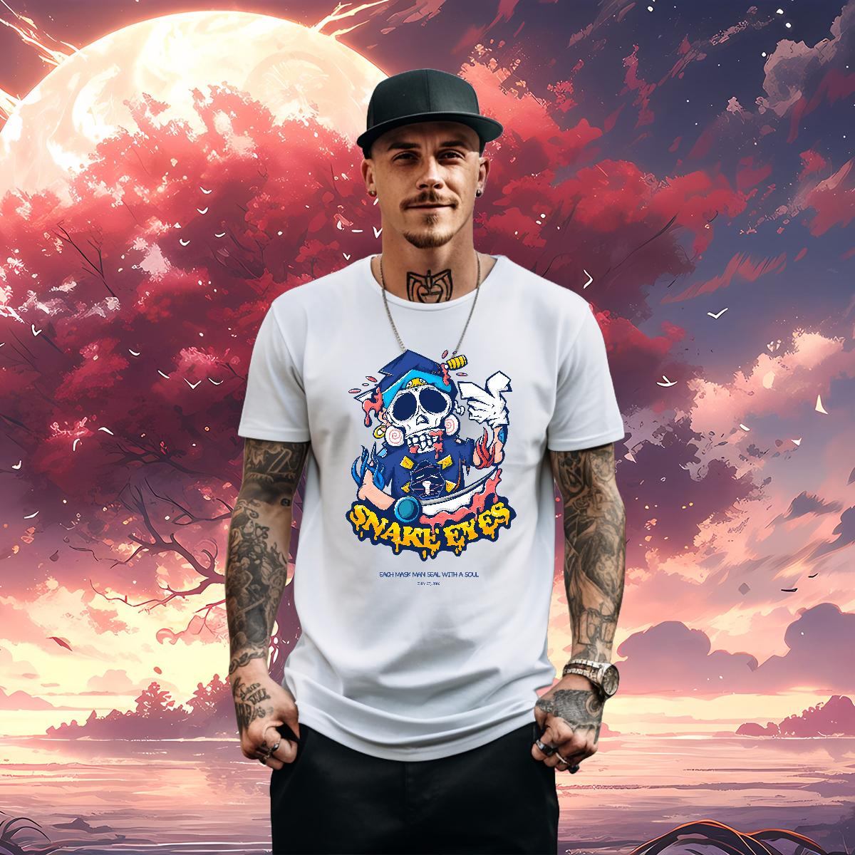 2024 New T Shirt For Man Skeleton 100% Cotton 230g Customized Hip Hop Tshirts Breathable Short Sleeve Unisex