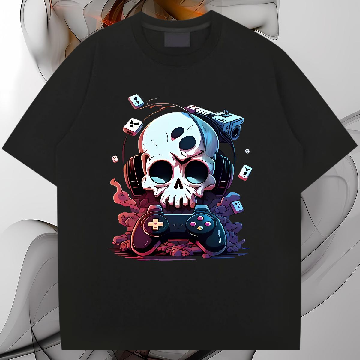 Fashion Designer T-Shirts for Men Skeleton 100% Cotton 230g Custom Cartoon Spring Summer Men Tees Cotton Breathable Short Sleeve Brand