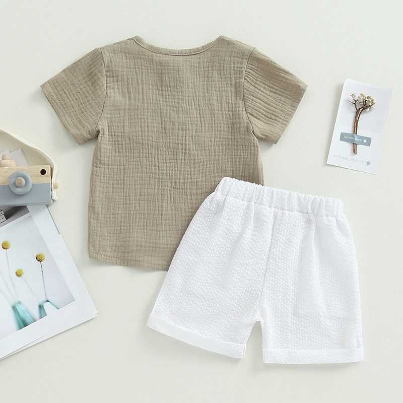 Clothing Sets 0-4Y Casual Baby Clothes Set 2Pcs Solid Short Sleeve Top Shorts Suit Boy Outfits Baby Summer Clothing Toddler Cotton Outfit