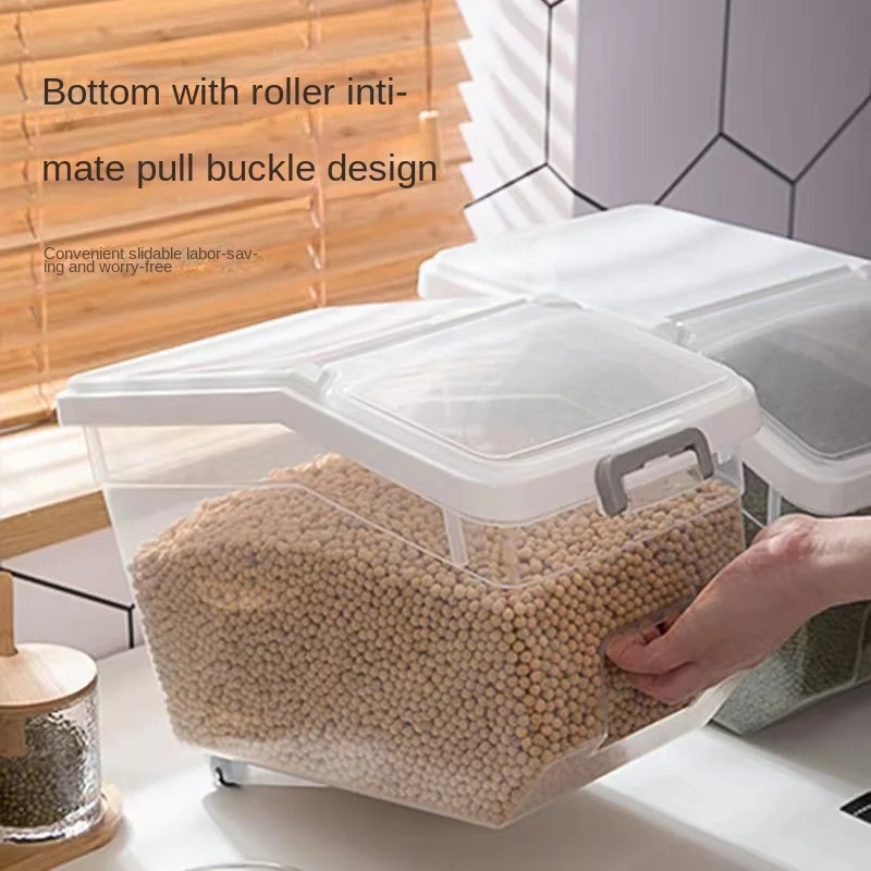 Large Capacity Rice Storage Box Rice Dispenser Flour Cereal Bucket Kitchen Food Containers Pet Food Tank Kitchen Storage Box 240708
