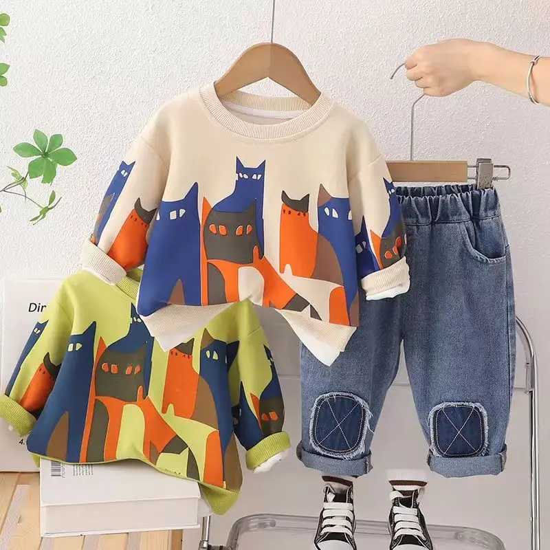 Clothing Sets Kids Girls Autumn Set 2023 New Little Boys Spring And Autumn Baby Childrens Clothing Sports Autumn Childrens Sweater Two Piece
