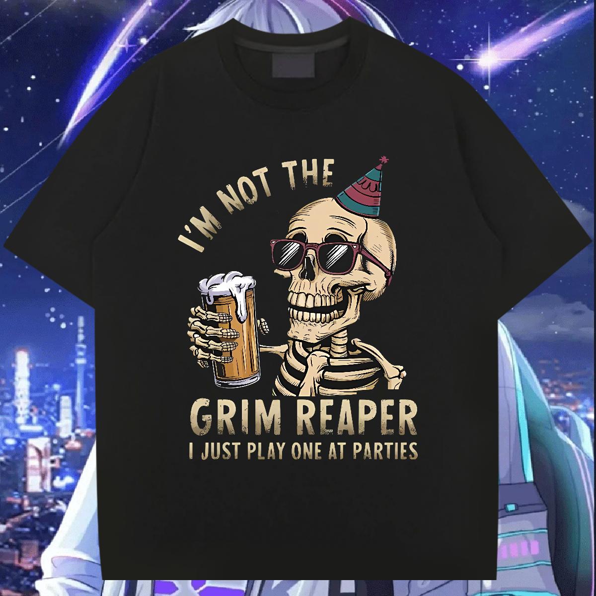 Popular Tshirts Skeleton 230g Cotton Breathable Short Sleeve Casual Daily Wear T-Shirts Anime Print 2024 Tops Tees