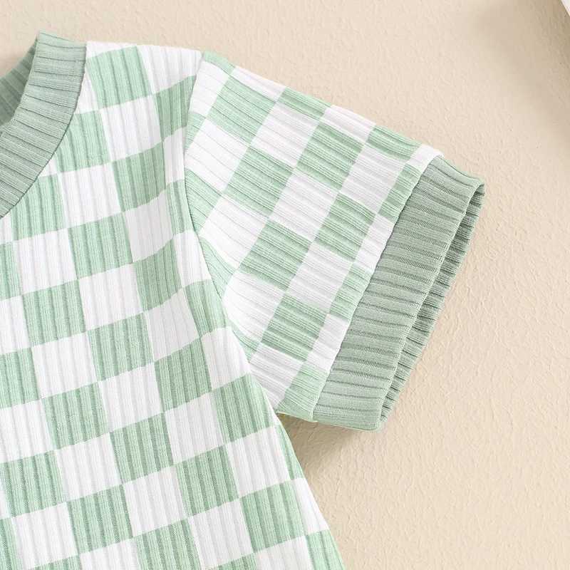 Clothing Sets Summer Newborn Infant Baby Boys Outfits Clothing Checkerboard Buttons Short Sleeve Romper Top and Shorts 2Pcs Clothes Set