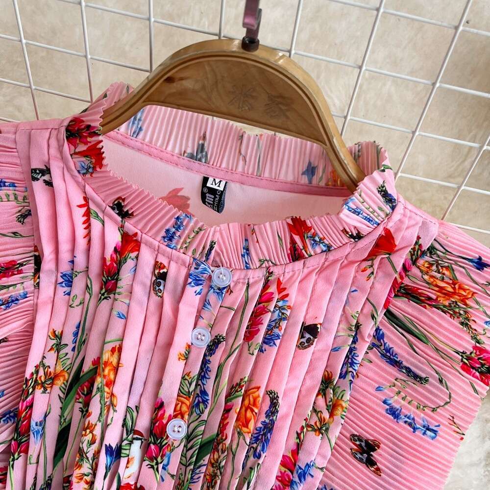 Summer Haute Couture, Socialite Temperament, Flying Sleeves, Stand Up Collar, Waist Up, Slim A-line Pleated Dress, Elegant Large Hem Skirt Lace Dress
