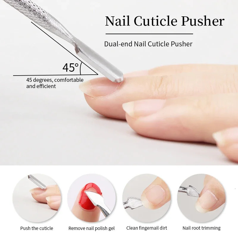1pcs Double-ended Stainless Steel Cuticle Pusher Dead Skin Push r For Pedicure Manicure Nail Art Cleaner Care Tool 240715