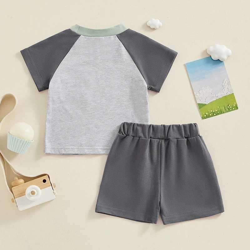Clothing Sets Baby Boys Summer Outfits Casual Short Sleeve Contrast Color Tops and Drstring Shorts Set Toddler Clothes Kid Clothing Set