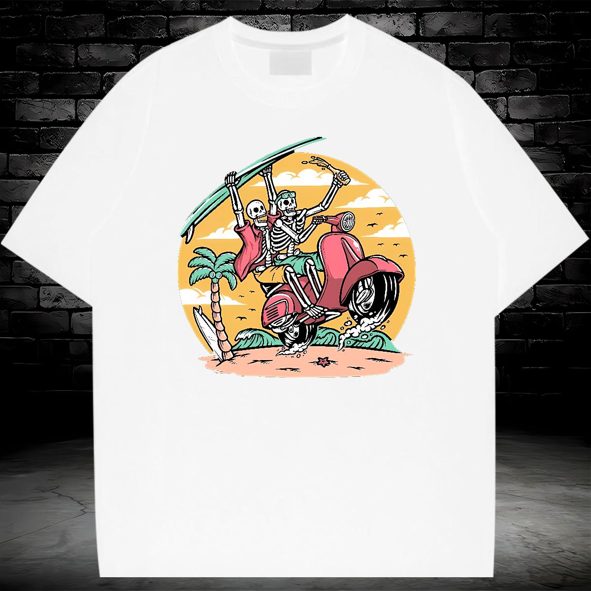 New Arrival T Shirt For Man Skeleton 100% Cotton 230g Customized Men Clothes T-Shirt Home Outdoor Crew Neck Cotton Breathable Brand Tops Tees