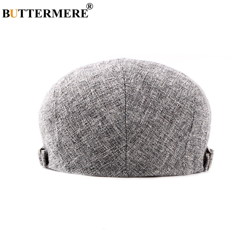 BUTTERMERE Mens Linen Flat Caps Adjustable Vintage Spring Summer Beret Hat Male Casual Style Gifts British Duckbill Hats 240716