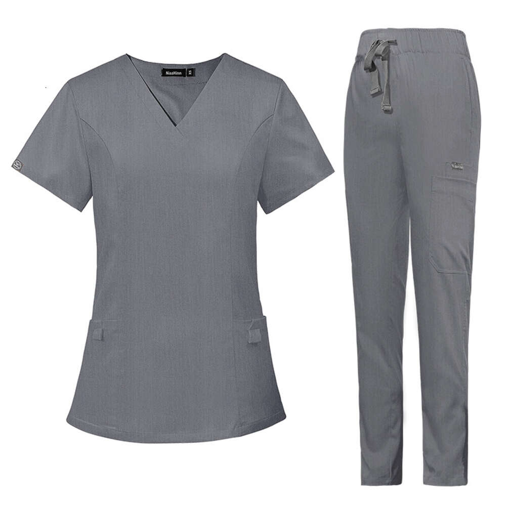 Niaa Hinn Scrubs for Women Uniform Zip Up Scrubs Set New Arrival New Product Non-ironing Show Thinness Long Versatile Popular Printing Loose Waist