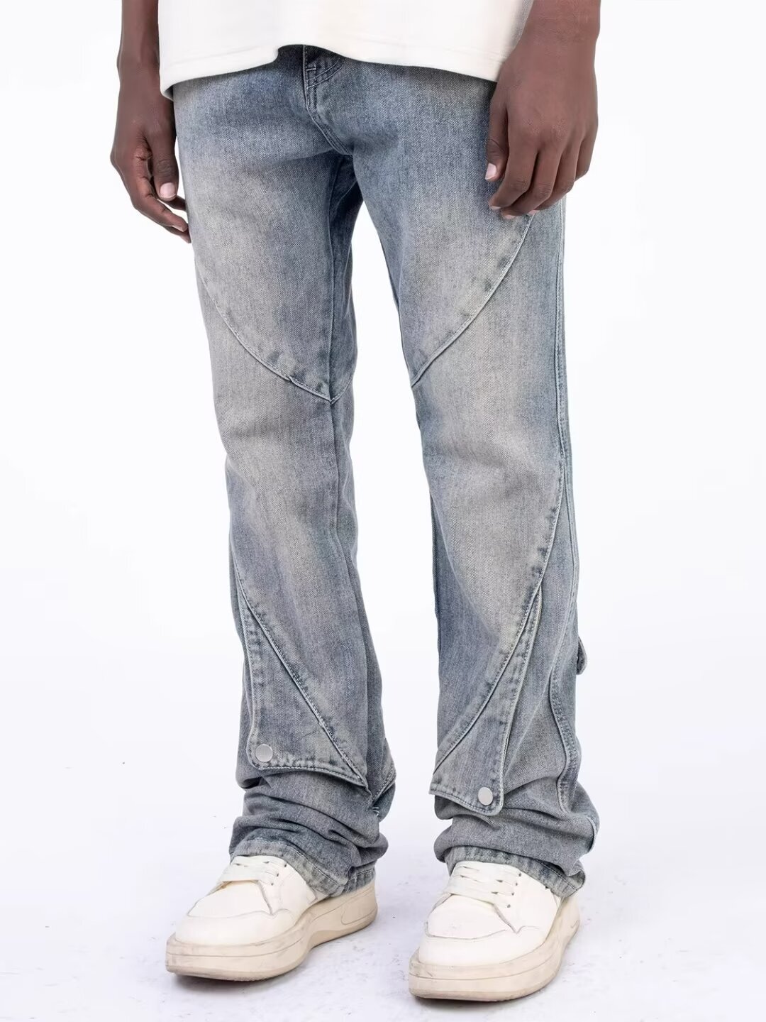 High quality Tiktok elastic micro horn jeans for men