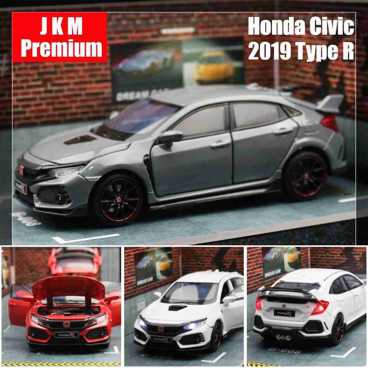 1/32 Honda Civic Type R Toy Car For Children Diecast Miniature Model Pull Back Doors Openable Sound Light Collection Gift BoysM240717