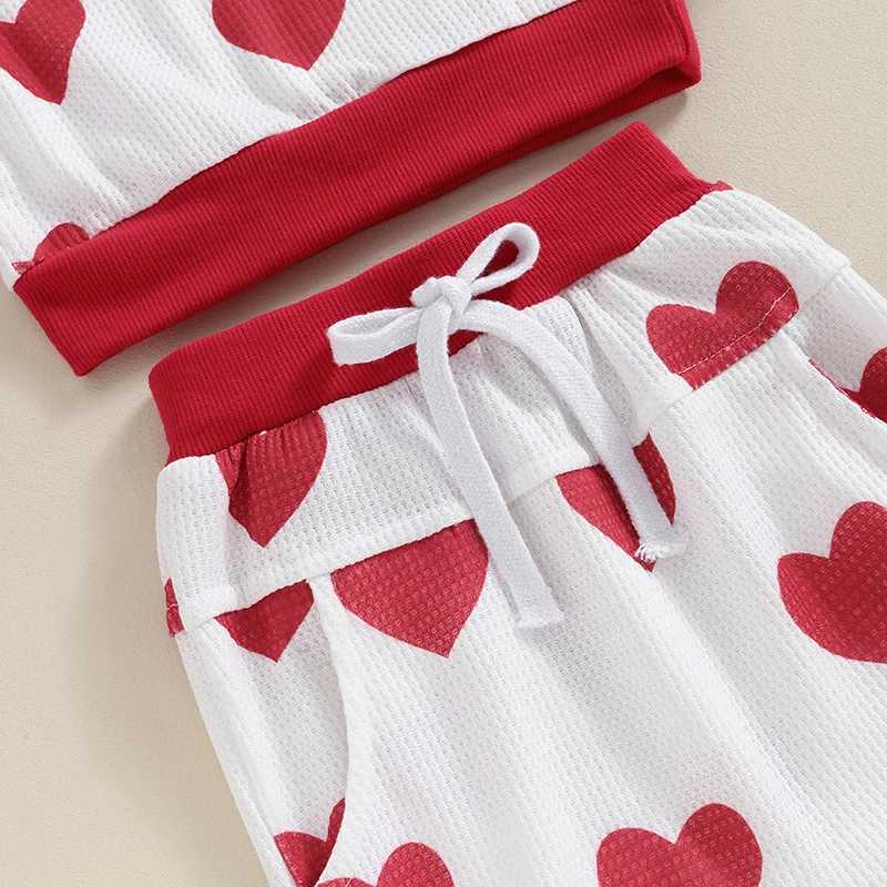 Clothing Sets Spring Autumn 0-3Y Newborn Baby Girl Boy 2PCS Clothes Set Heart Print Waffle Sweatshirt Pant Toddler Clothes Outfit Baby Costume