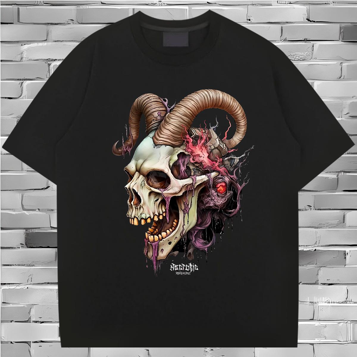 Classic Man T Shirts Skeleton 100% Cotton 230g Street Casual Breathable Short Sleeve Men Tshirts Fashion Customized Polos