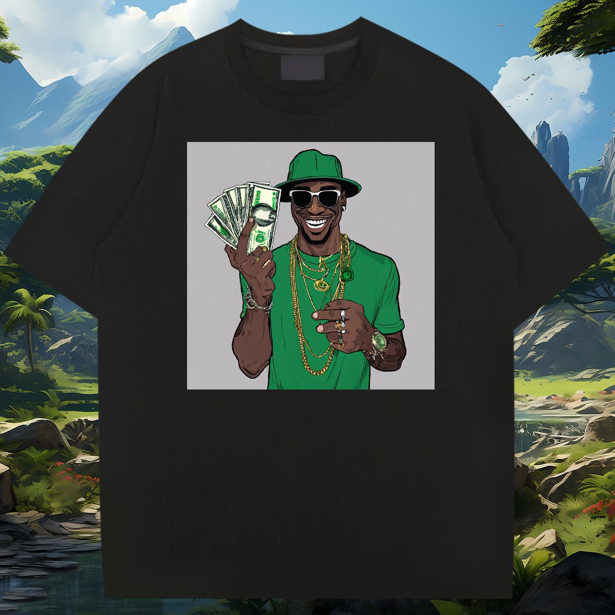 Classic T-Shirts XH 230g Cotton Hip Hop Breathable Crew Neck Cotton Men Tops Tees Designer Black White Clothings