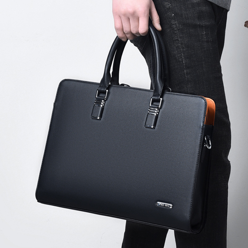 Genuine Leather Men Briefcases With Zipper Horizontal Handbag For Documents Office Shoulder Messenger Bag Male Laptop Bag