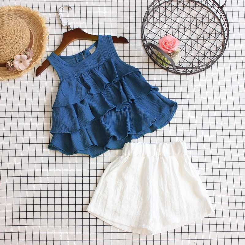 Clothing Sets Girls Clothing Sets 2021 Summer Cotton Vest Two-piece Sleeveless Children Sets Casual Fashion Girls Clothes Suit