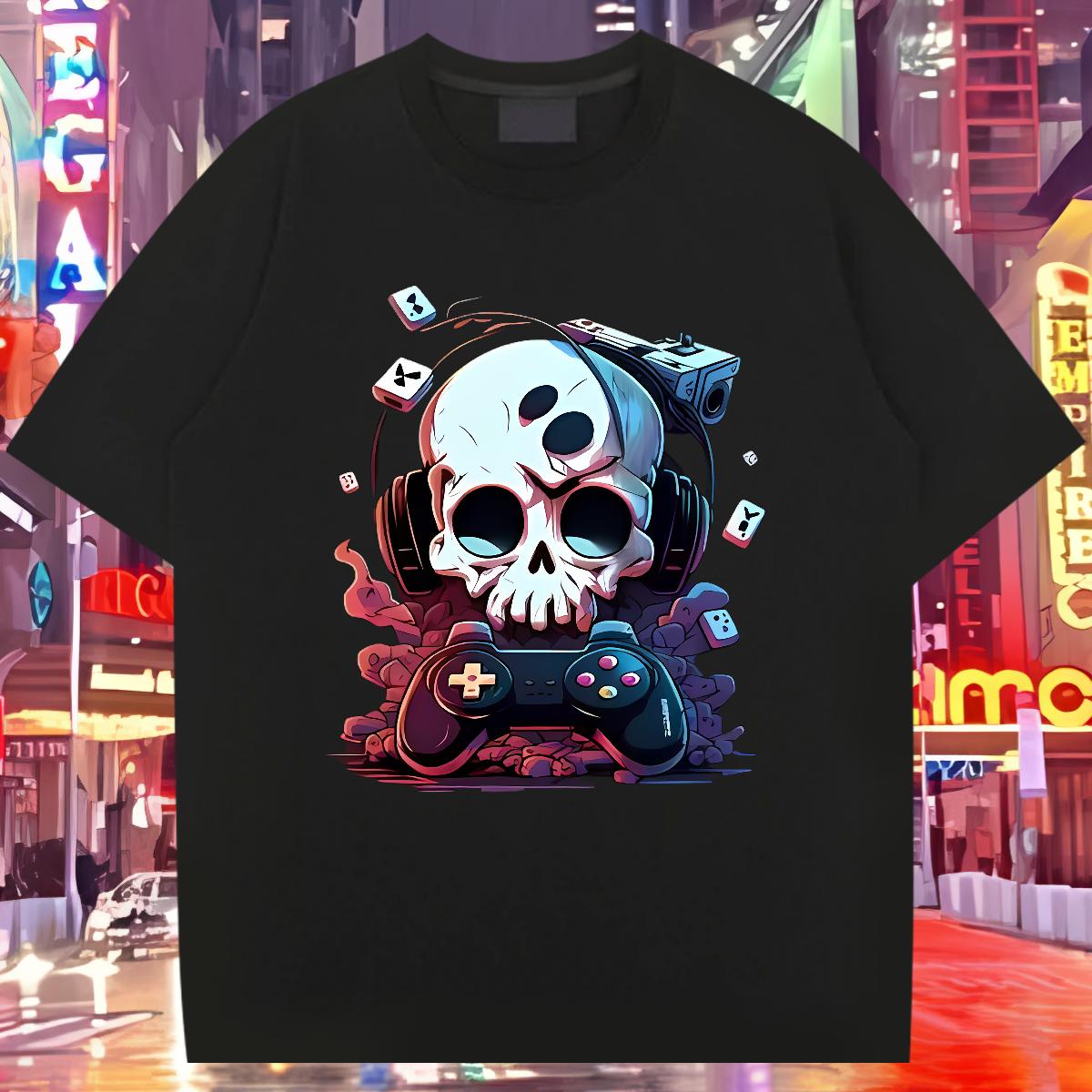 High Quality Mens Tshirts Skeleton 230g 100% Cotton Crew Neck Cotton Hip Hop T-Shirts for Men Custom Big Size DIY Tee Shirt