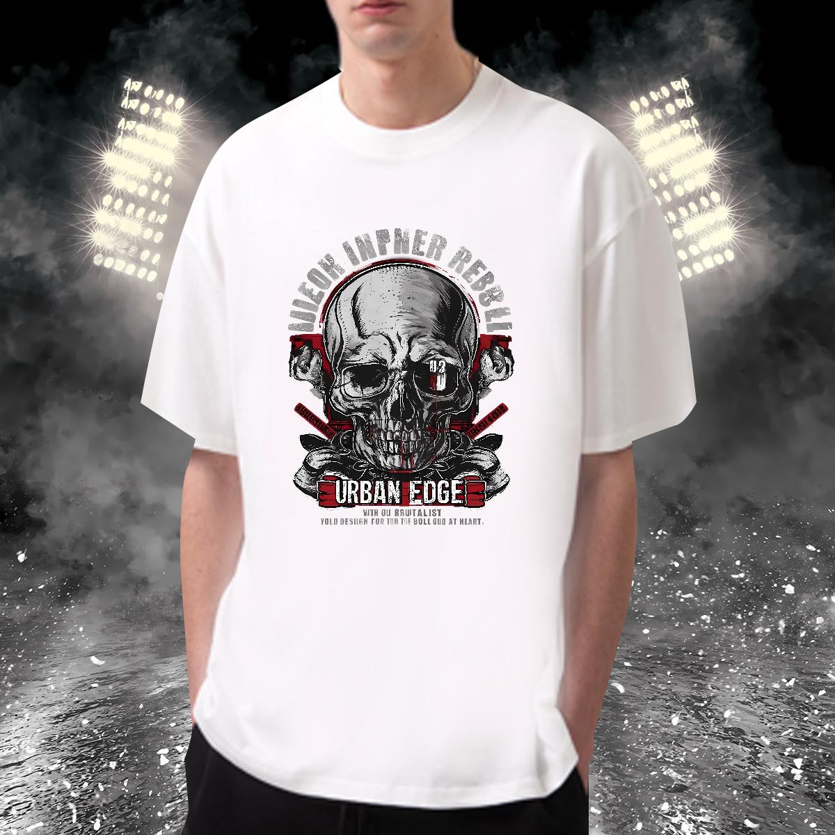 Comfortable Men T Shirts Skeleton 230g 100% Cotton Outdoor Short Sleeve Cotton O-Neck Men Clothes T-Shirt New Designer Custom Printing Tee Shirt