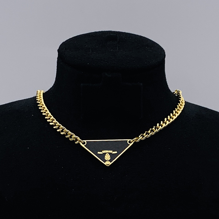 Classic Stainless Steel Jewellery Luxury Designer Men's Hip Hop Necklace Women's Inverted Triangle Necklace