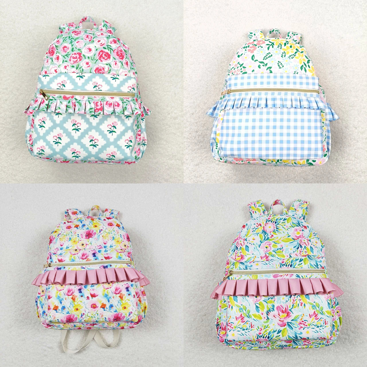 Wholesale Baby Girl Backpack Floral Ruffle Daypack Toddler Children Outdoor Portable Kids Flower Boutique School Bag 240715