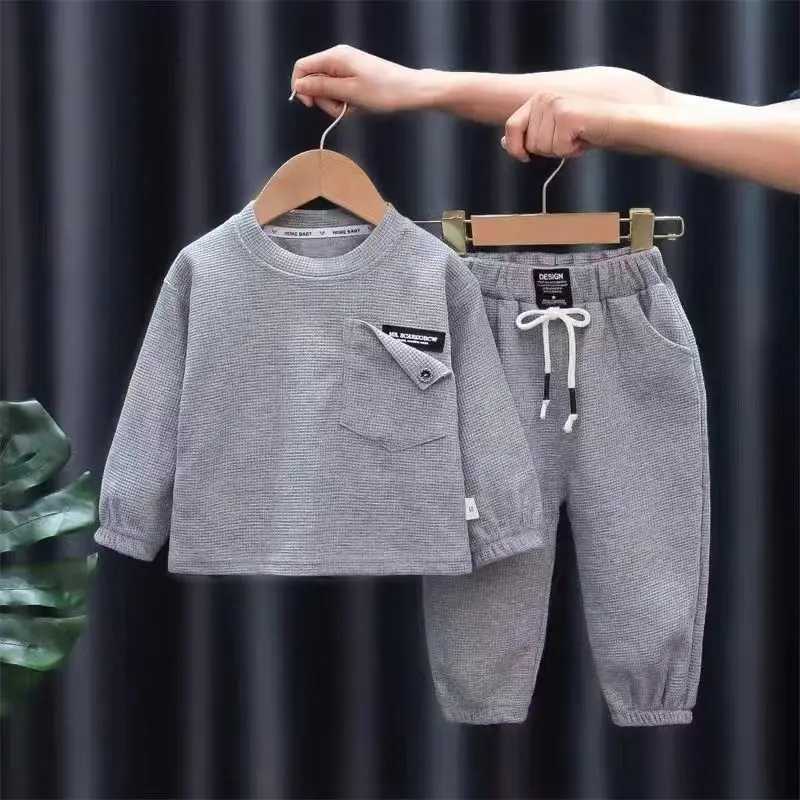 Clothing Sets Boys Spring And Autumn Set 2023 New Korean Edition Fashionable Baby Long sleeved Sweater Baby Clothes Two Piece Set Kids Outfits