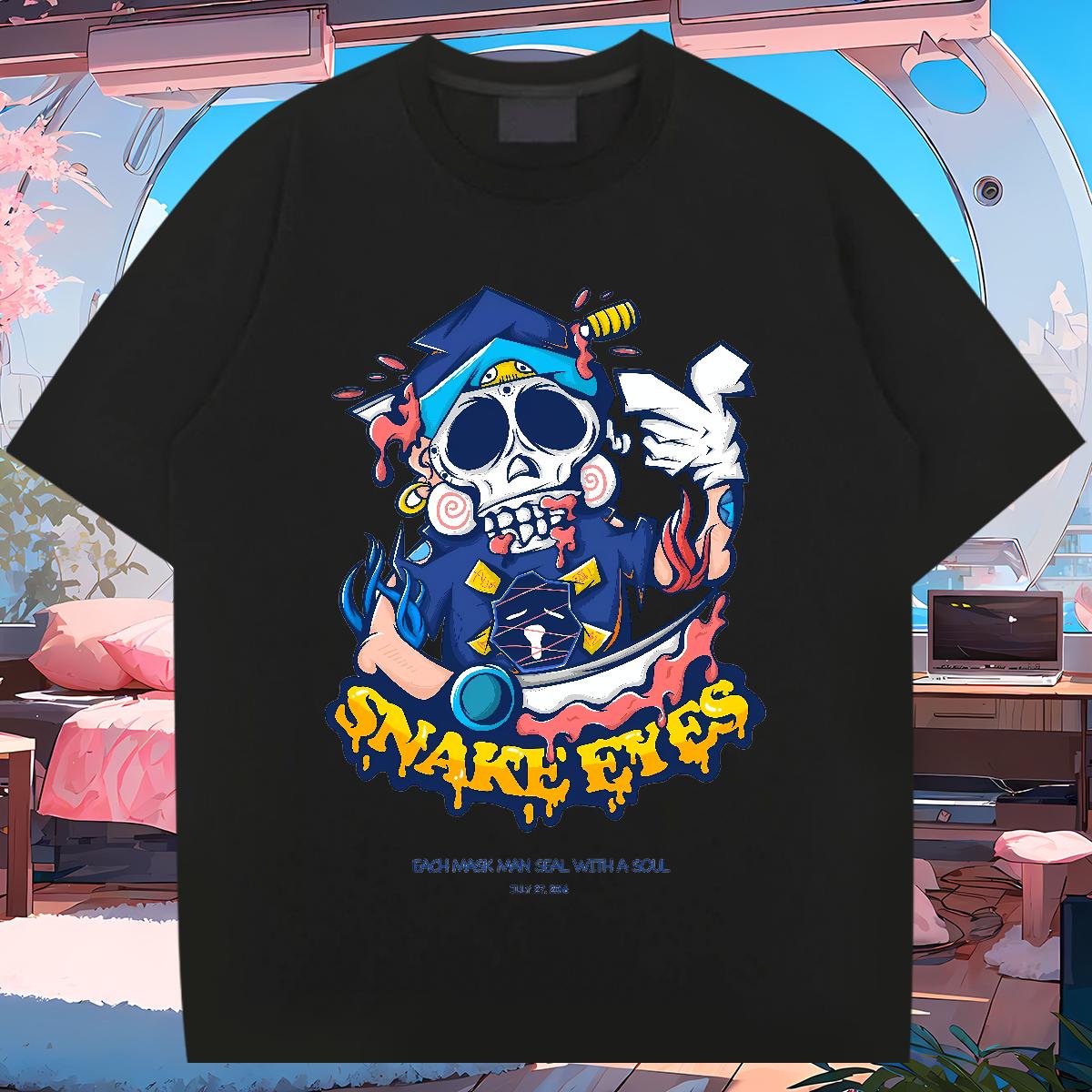 High Quality Mens T Shirts Skeleton 230g 100% Cotton Summer Casual Cotton Breathable Short Sleeve Men Clothes T-Shirt Fashion New Custom Print Oversiz