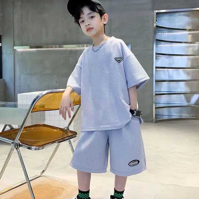 Clothing Sets Summer Toddler Short Sleeves Shorts Set Baby Boys Cotton Pullover T-shirt+Shorts Two-piece Suit4 6 8 10 11 14Y Kids Outfits