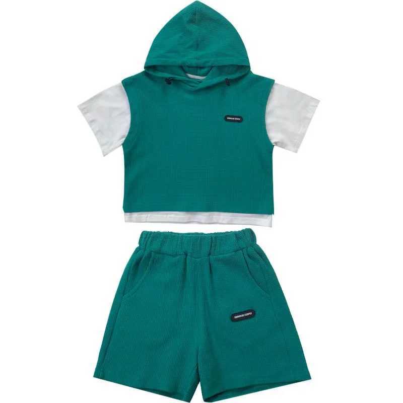 Clothing Sets Children Clothing Sets Kids Boys Girls Clothes Short Sleeve Hooded Shirt+short Kid 2Pcs Suit Cotton 2024 Summer Baby Boy Outfit