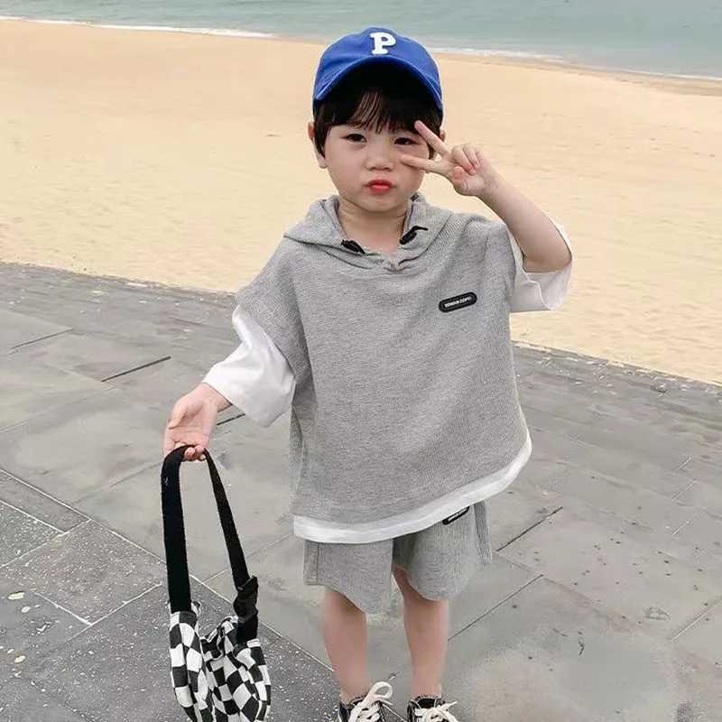Clothing Sets Children Clothing Sets Kids Boys Girls Clothes Short Sleeve Hooded Shirt+short Kid 2Pcs Suit Cotton 2024 Summer Baby Boy Outfit