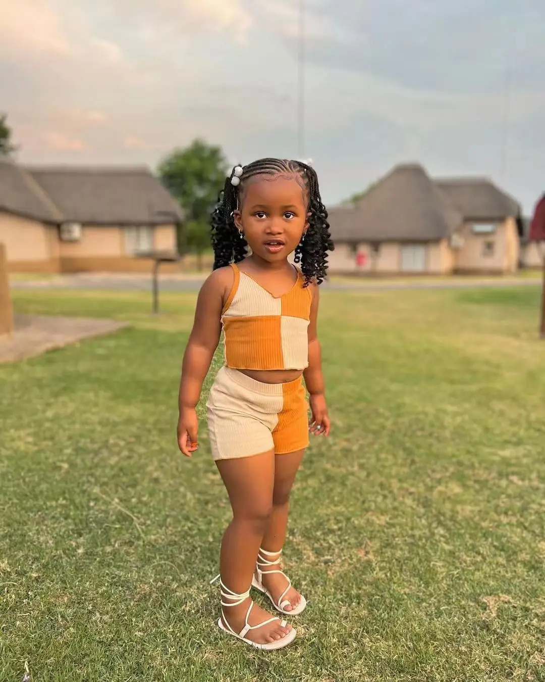 Kids Baby Childrens and girls clothing Summer color matching sleeveless suspenders backless shorts vest Casual set Age 3-8 240709