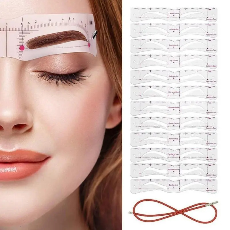 12 pieces/set of reusable eyebrow templates eyebrow drawing guide styling and beauty template card 240715