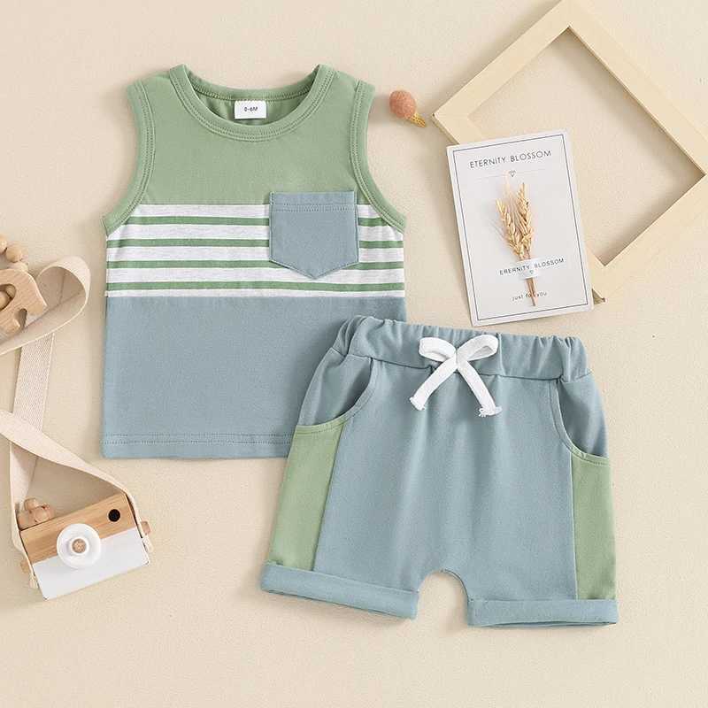 Clothing Sets Toddler Infant Kid Baby Boy Clothes Sets Soft Contrast Colors Sleeveless Tank Tops Elastic Shorts Summer Outifts Clothing