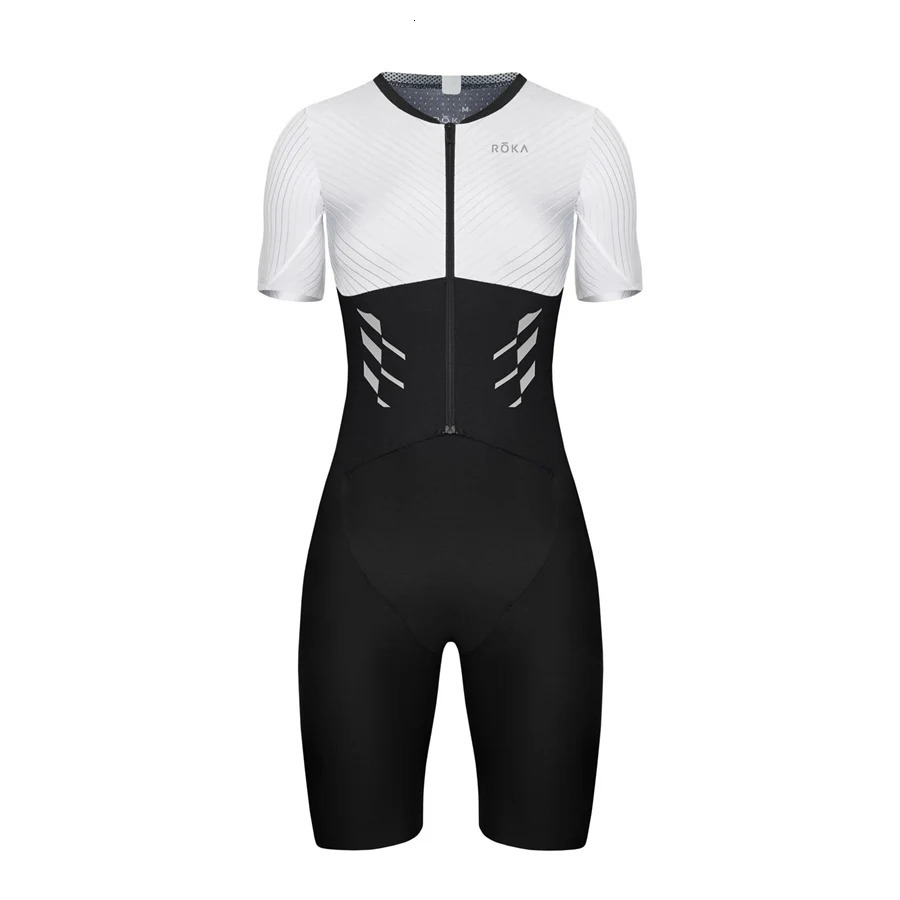 Roka Womens Short Sleeve Trisuit Triathlon Swimskin Summer Road Bike Mtb Pro Team Cycling Jumpsuit Running Speed Race Equipment 240712