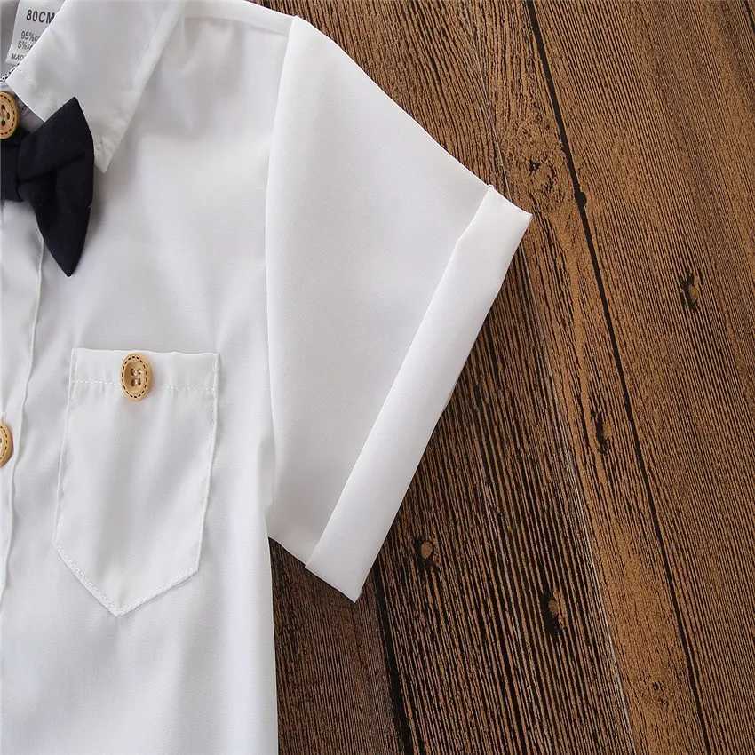 Clothing Sets Baby Summer Clothing Toddler Kid Baby Boy Gentleman Clothes Short Sleeve Shirts Romper + Overall Bib Shorts 2Pcs Outfit