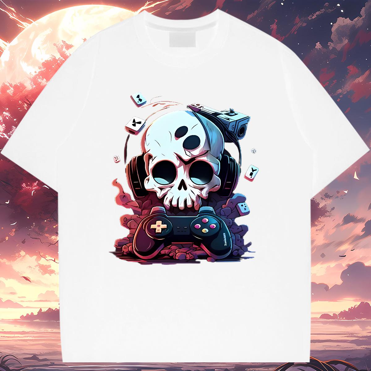 Designer Fashion T-Shirts for Men Skeleton 230g Cotton DIY Logo Oversized Sport Men Tees 180g Cotton Brand